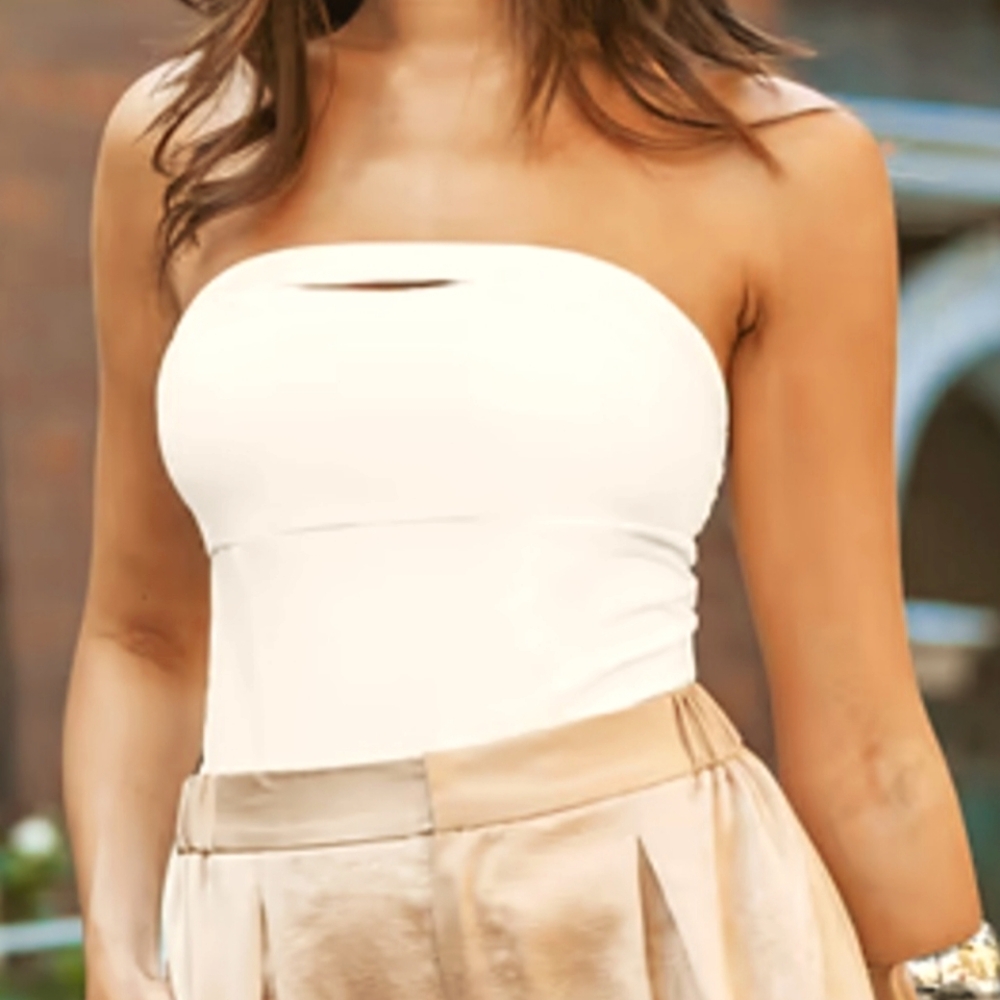 NWOT CUPSHE White Cutout Strapless Bodysuit XL